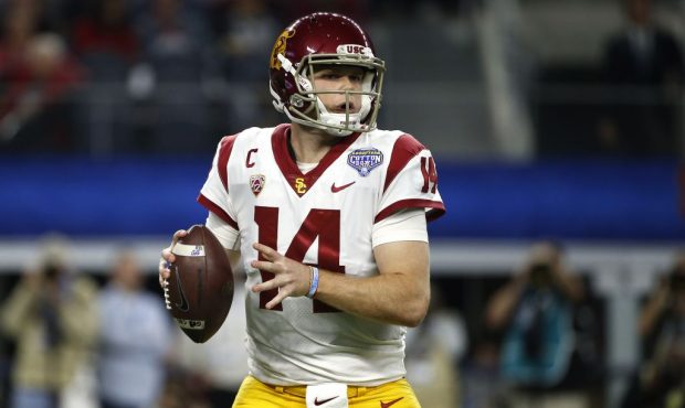 ARLINGTON, TX - DECEMBER 29: Sam Darnold #14 of the USC Trojans looks to throw against the Ohio Sta...