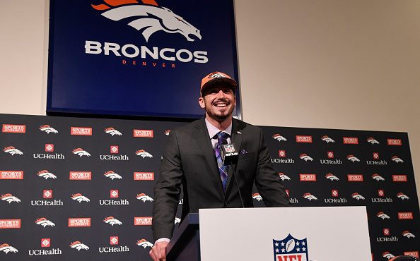 Denver Broncos first round pick QB Paxton Lynch during his introductory press conference at Broncos...