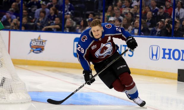 TAMPA, FL - JANUARY 27:  Nathan MacKinnon #29 of the Colorado Avalanche competes in the Enterprise ...