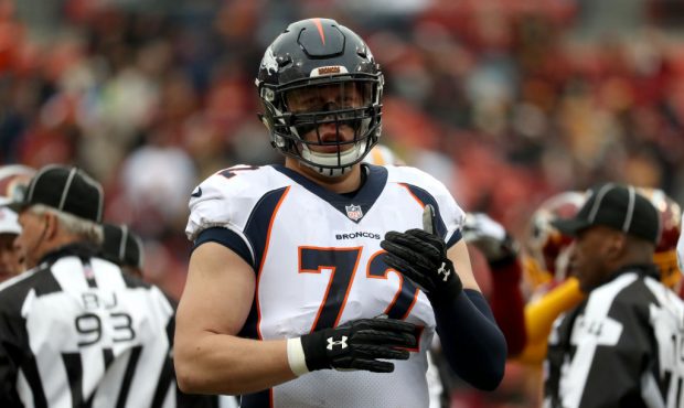 LANDOVER, MD - DECEMBER 24: Offensive tackle Garett Bolles #72 of the Denver Broncos looks on again...