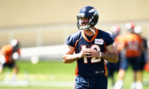 Denver Broncos quarterback Paxton Lynch (12) on the first day of Broncos OTAs at the UCHealth Train...