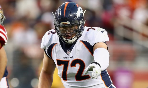 SANTA CLARA, CA - AUGUST 19:  Garett Bolles #72 of the Denver Broncos in action against the San Fra...
