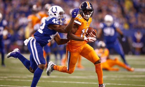 during the first half at Lucas Oil Stadium on December 14, 2017 in Indianapolis, Indiana....