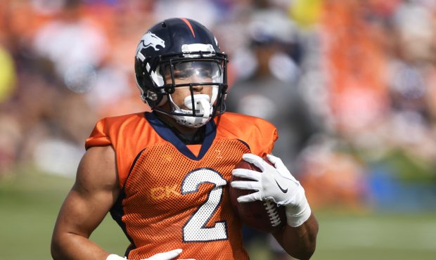 Denver Broncos running back Phillip Lindsay #2 on the first day of Denver Broncos training camp at ...