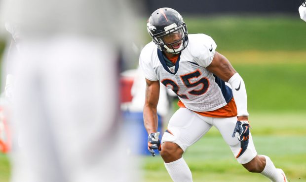 Denver Broncos cornerback Chris Harris Jr. works out during training camp on Aug. 3, 2018. (Photo b...