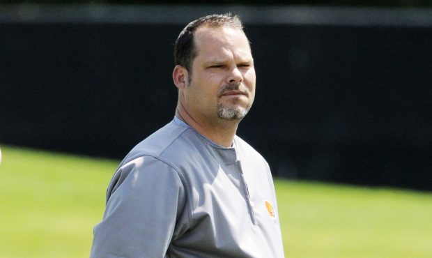 General manager Tom Heckert Jr. of the Cleveland Browns watches the action during the team's organi...