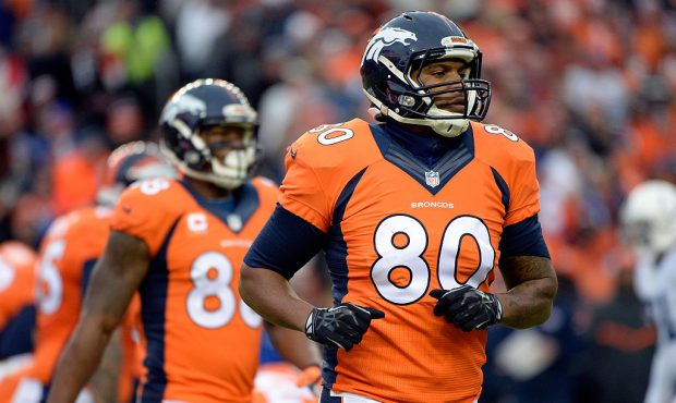 during a 2015 AFC Divisional Playoff game at Sports Authority Field at Mile High on January 11, 201...