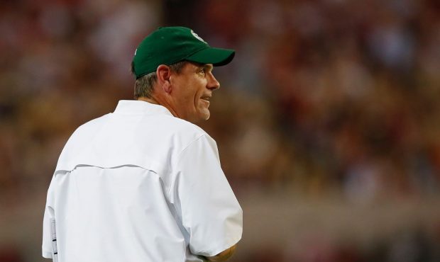 Head coach Mike Bobo of the Colorado State Rams looks on during the game against the Alabama Crimso...