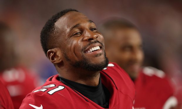 Defensive back Patrick Peterson #21 of the Arizona Cardinals on the bench during the preseason NFL ...