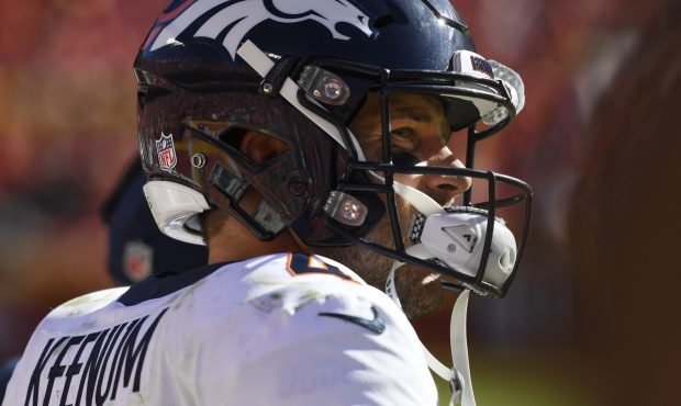 Denver Broncos quarterback Case Keenum (4) on the sidelines late in the fourth quarter against the ...