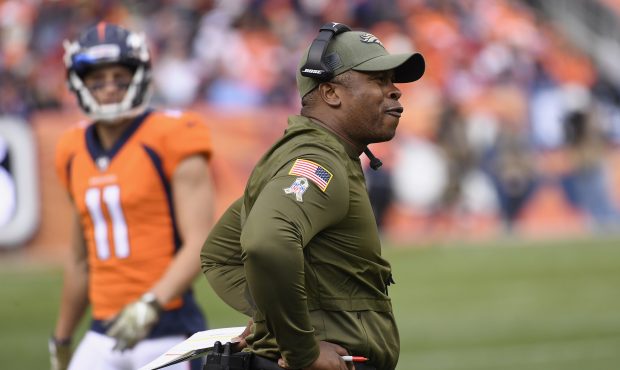 DENVER, CO - NOVEMBER 4: Head coach Vance Joseph of the Denver Broncos on the sidelines during the ...