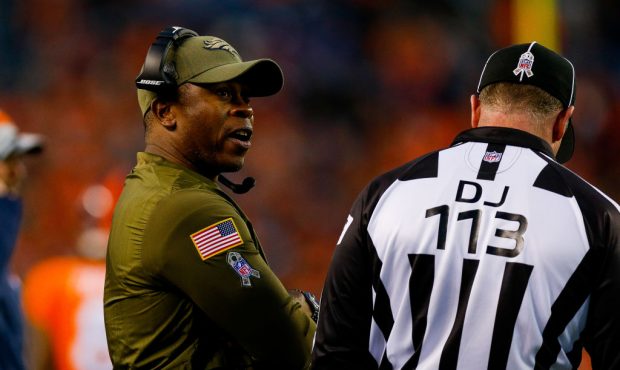 DENVER, CO - NOVEMBER 4:  Head coach Vance Joseph of the Denver Broncos works on the sideline durin...