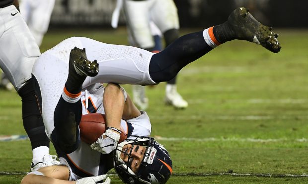 River Cracraft #11 of the Denver Broncos makes a catch against the Oakland Raiders during their NFL...
