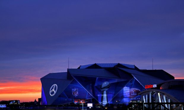 ATLANTA, GEORGIA - JANUARY 27:  An exterior view of the Mercedes-Benz Stadium is seen on January 27...
