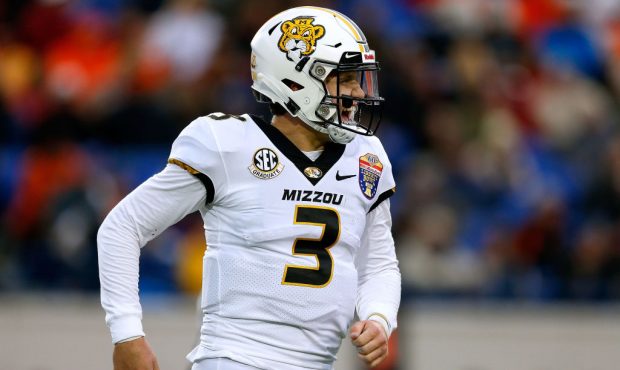 MEMPHIS, TENNESSEE - DECEMBER 31: Drew Lock #3 of the Missouri Tigers reacts during the first half ...