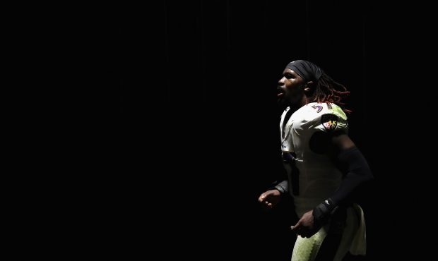 C.J. Mosley #57 of the Baltimore Ravens runs off the field after defeating the Los Angeles Chargers...