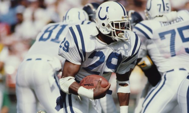 Eric Dickerson #29, Running Back for the Indianapolis Colts during the American Football Conference...