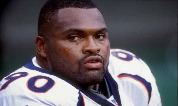 1 Nov 1998:  Defensive end Neil Smith #90 of the Denver Broncos looks on during the game against th...