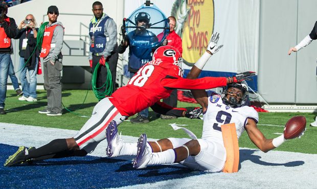 MEMPHIS, TN - DECEMBER 30: Wide receiver John Diarse #9 of the TCU Horned Frogs catches a pass for ...