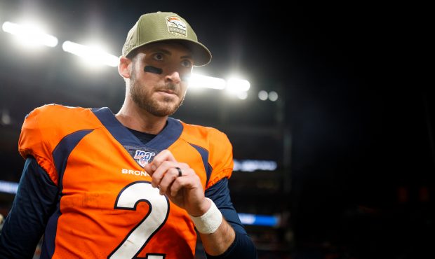 DENVER, CO - NOVEMBER 3:  Quarterback Brandon Allen #2 of the Denver Broncos walks on the field aft...