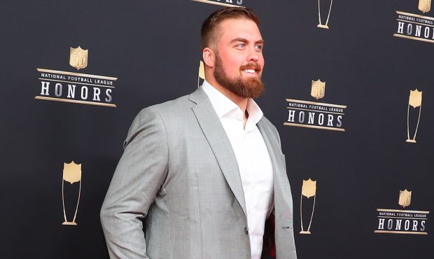 ATLANTA, GA - FEBRUARY 02: Atlanta Falcons Ben Garland poses for photos on the red carpet at the NF...