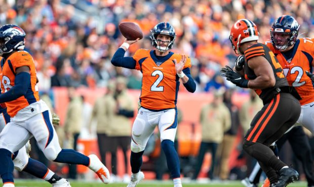 DENVER, CO - NOVEMBER 3:  Brandon Allen #2 of the Denver Broncos throws a pass during a game agains...