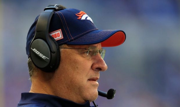 INDIANAPOLIS, INDIANA - OCTOBER 27:  Vic Fangio the head coach of the Denver Broncos watches the ac...