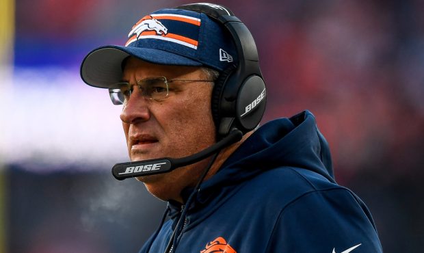 DENVER, CO - DECEMBER 1: Head coach Vic Fangio of the Denver Broncos looks on in the first half of ...