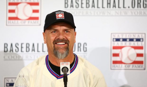 Larry Walker speaks to the media after being elected into the National Baseball Hall of Fame class ...
