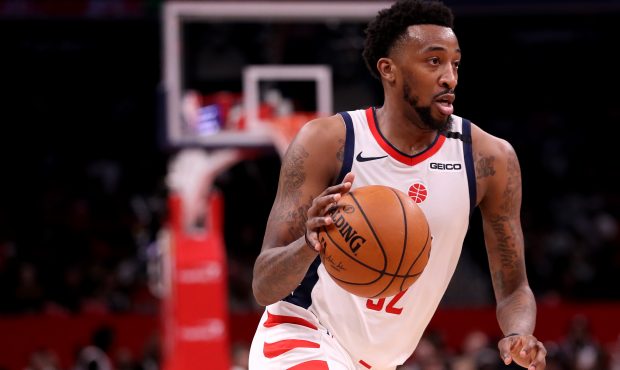 Jordan McRae #52 of the Washington Wizards dribbles the ball against the Portland Trail Blazers in ...