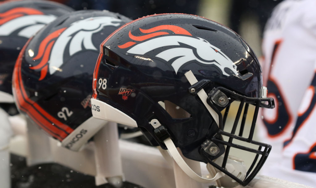 KANSAS CITY, MO - DECEMBER 15: A view of a Denver Broncos helmet during an AFC West game between th...