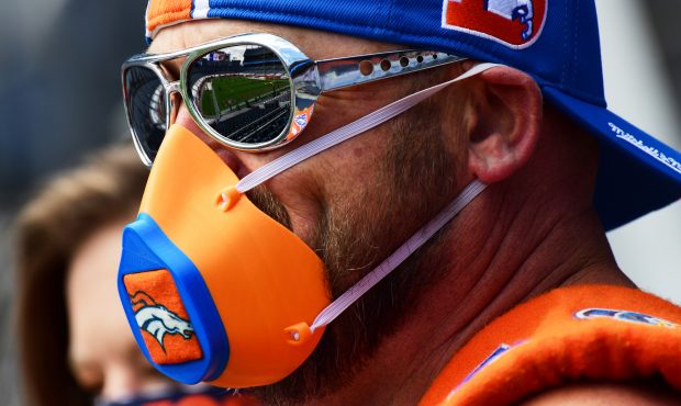 Randy Emmons find his seat for Denver Broncos game against Tampa Bay Buccaneers at Empower Field at...