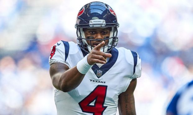 INDIANAPOLIS, IN - SEPTEMBER 30: Houston Texans quarterback Deshaun Watson (4) points down field du...