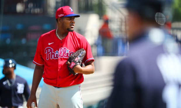 LAKELAND, FL - FEBRUARY 28: Ivan Nova #47 of the Philadelphia Phillies stands on the mound during a...