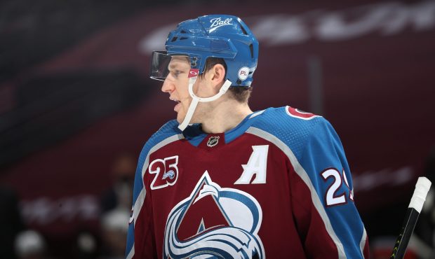 DENVER, COLORADO - MARCH 29: Nathan MacKinnon #29 of the Colorado Avalanche skates against the Anah...