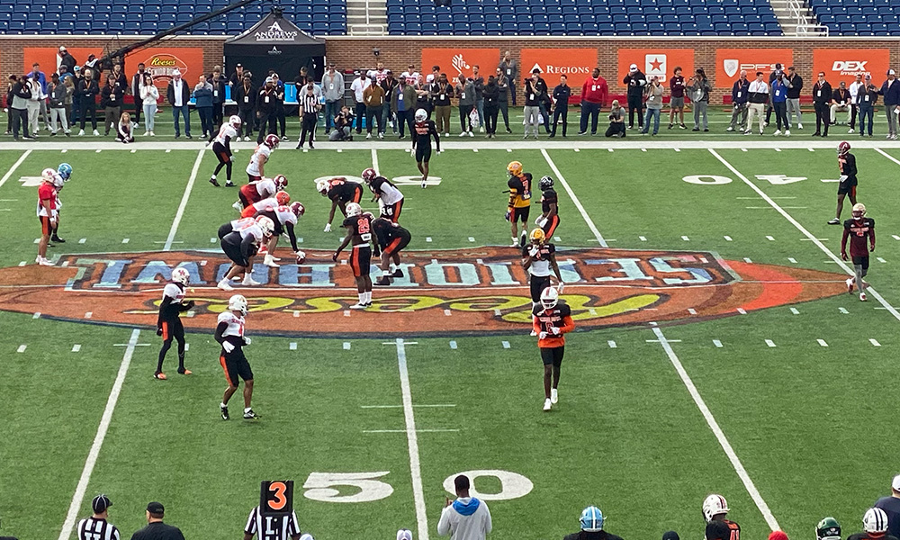American Team at Senior Bowl practice...