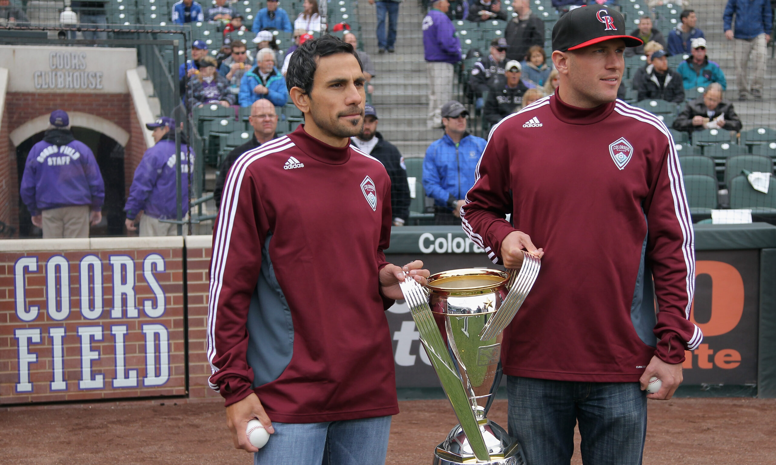 Colorado Rapids players at Colorado Rockies game...