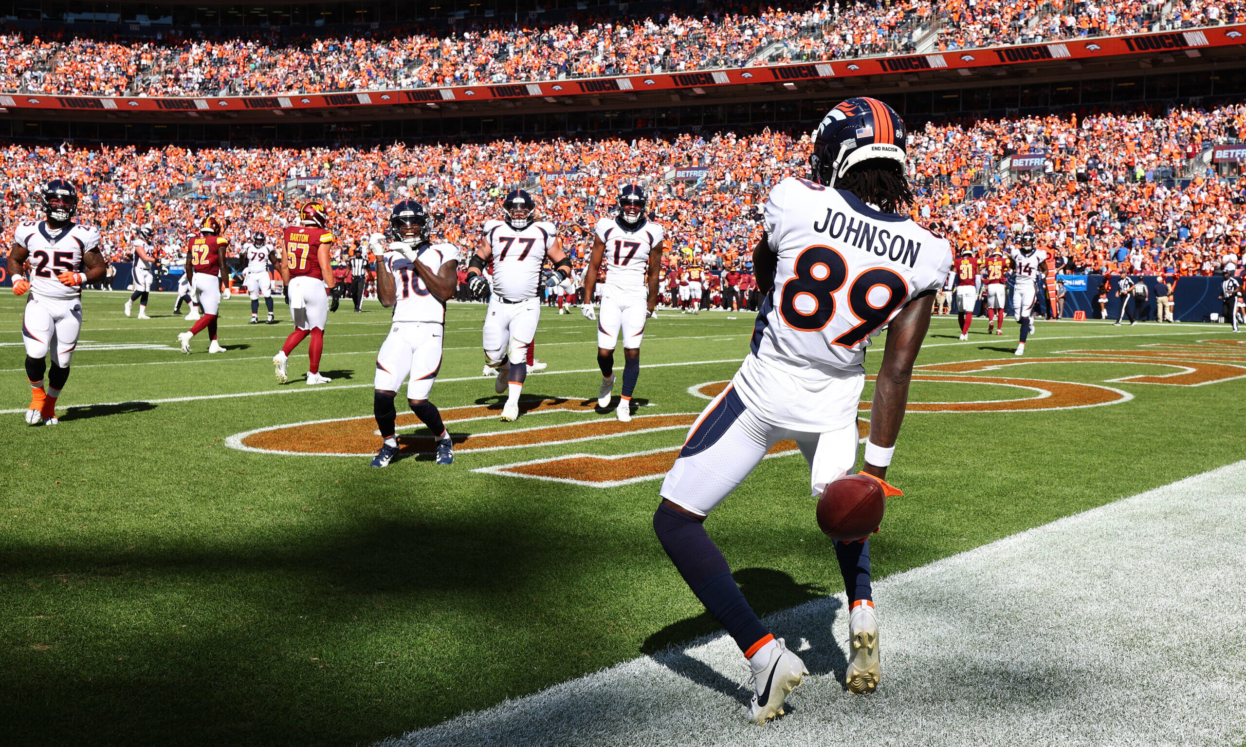 Brandon Johnson after a Denver Broncos touchdown...