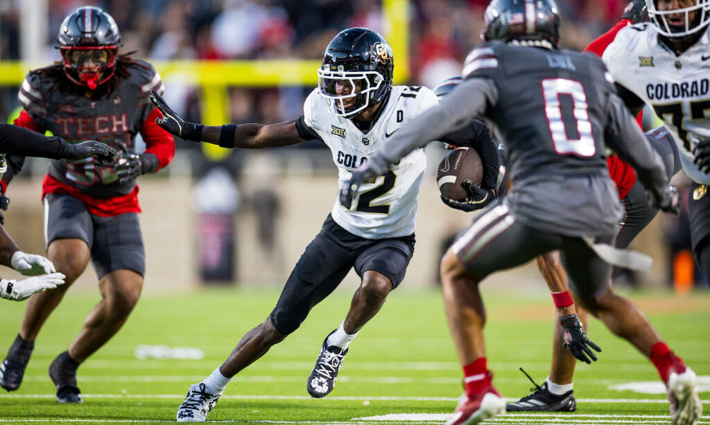 Travis Hunter #12 of the Colorado Buffaloes...